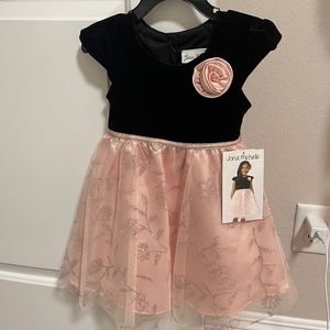 Jona Michelle Girls Velvet And Tulle Party Dress Black And Pink 2T